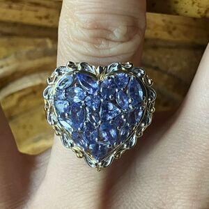 Genuine Tanzanite Sterling Silver Heart Ring Size 7